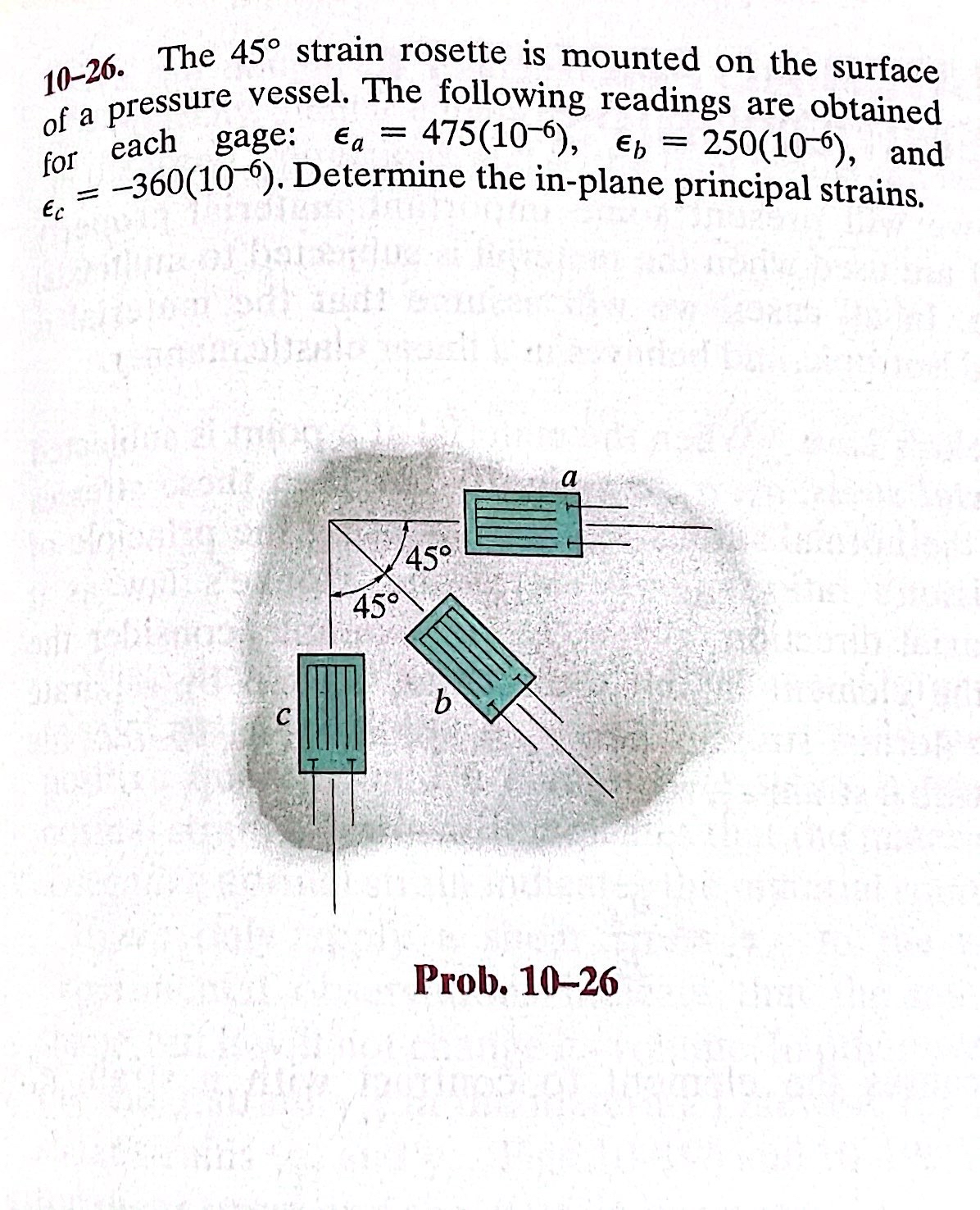 1 0 - 2 6 . The 4 5 strain rosette is mounted on
