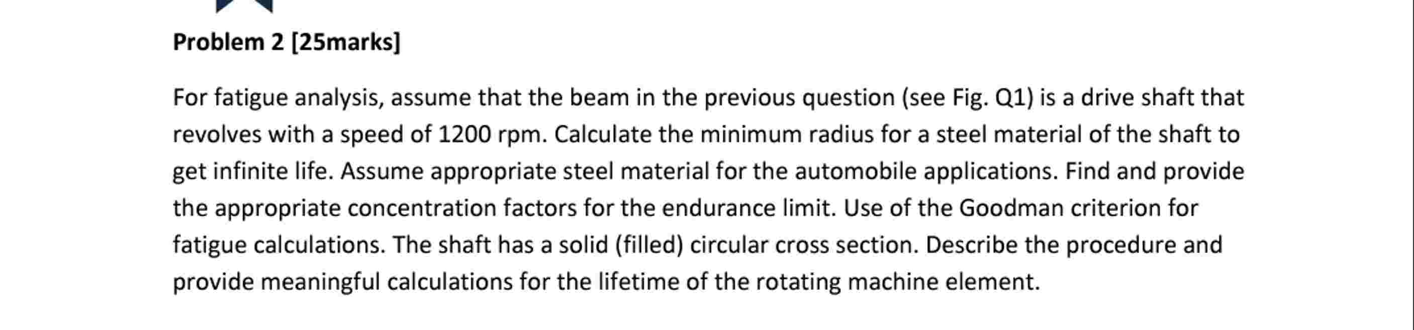 Problem 2 [ 2 5 marks ] For fatigue analysis,