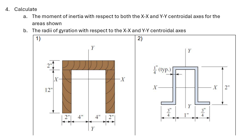 Calculate a . The moment of inertia with respect