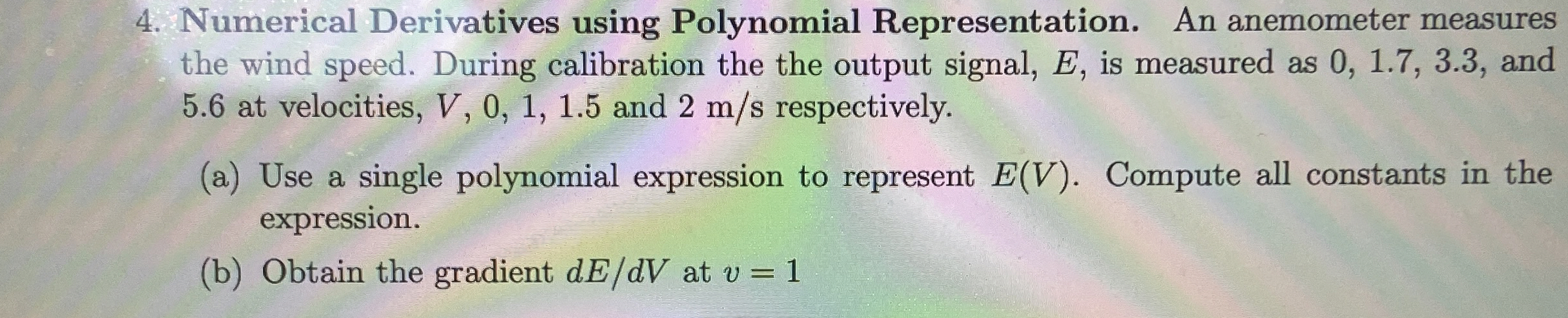 Numerical Derivatives using Polynomial