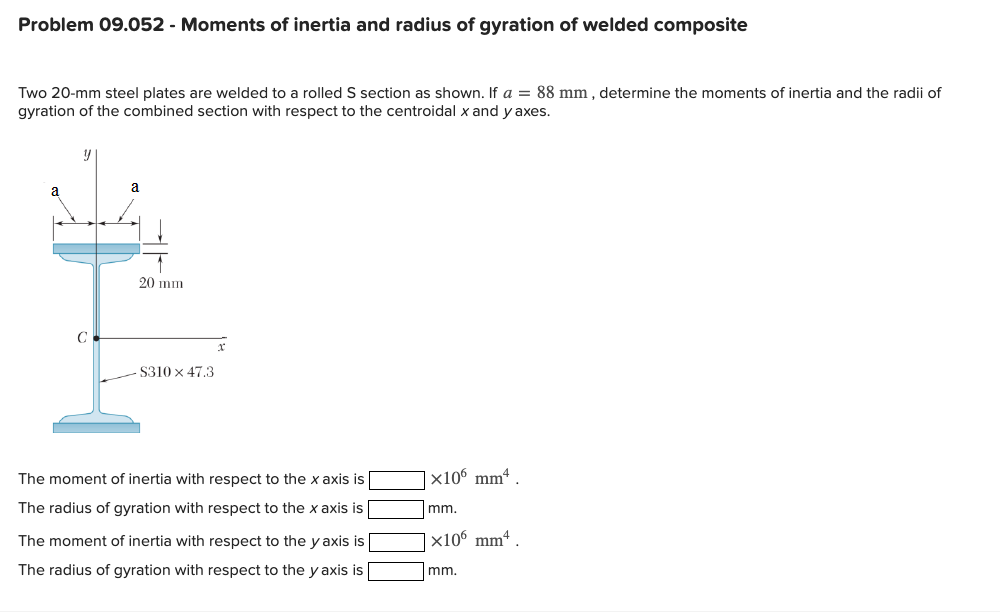 Problem 0 9 . 0 5 2 - Moments of inertia and