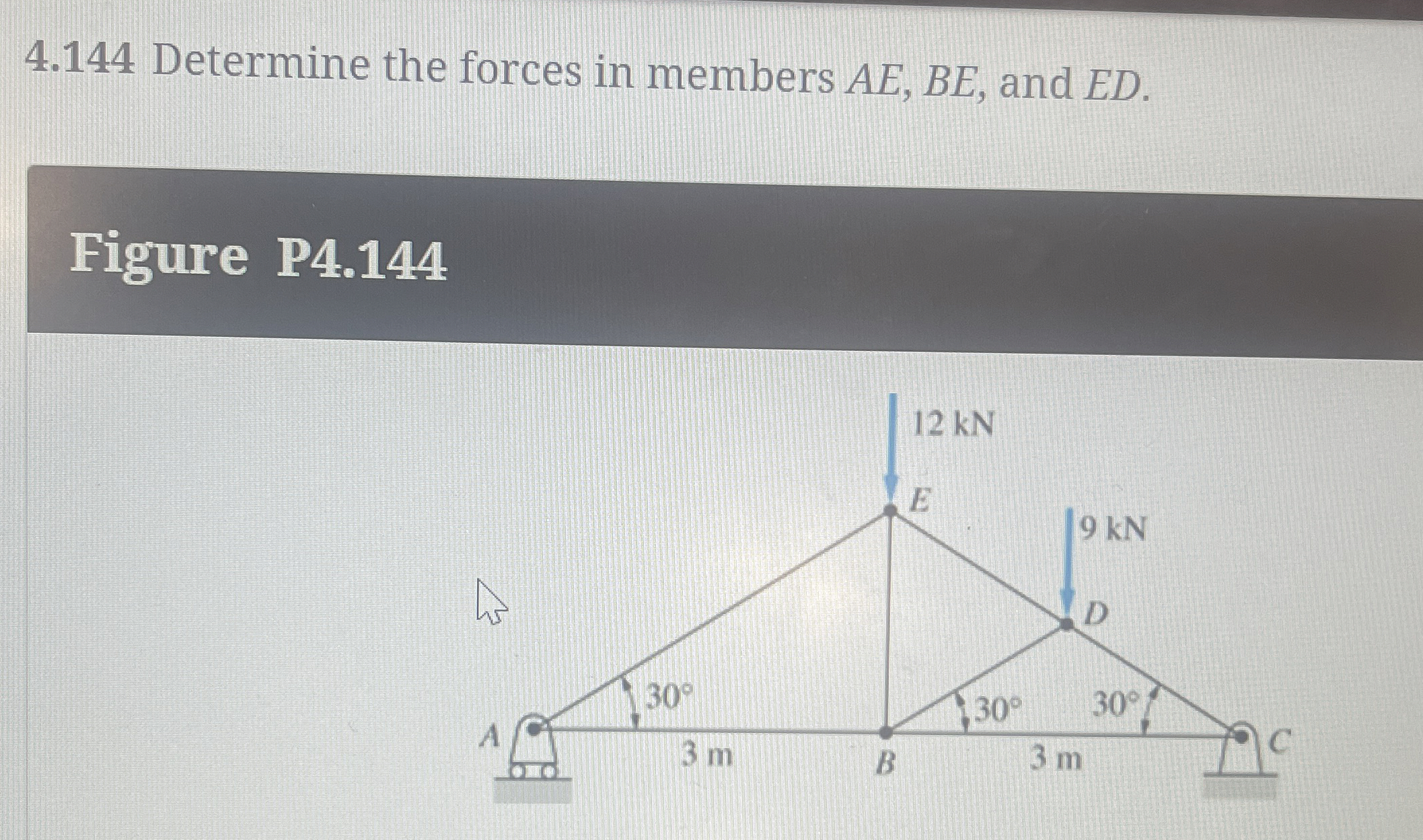 4 . 1 4 4 Determine the forces in members A E , B