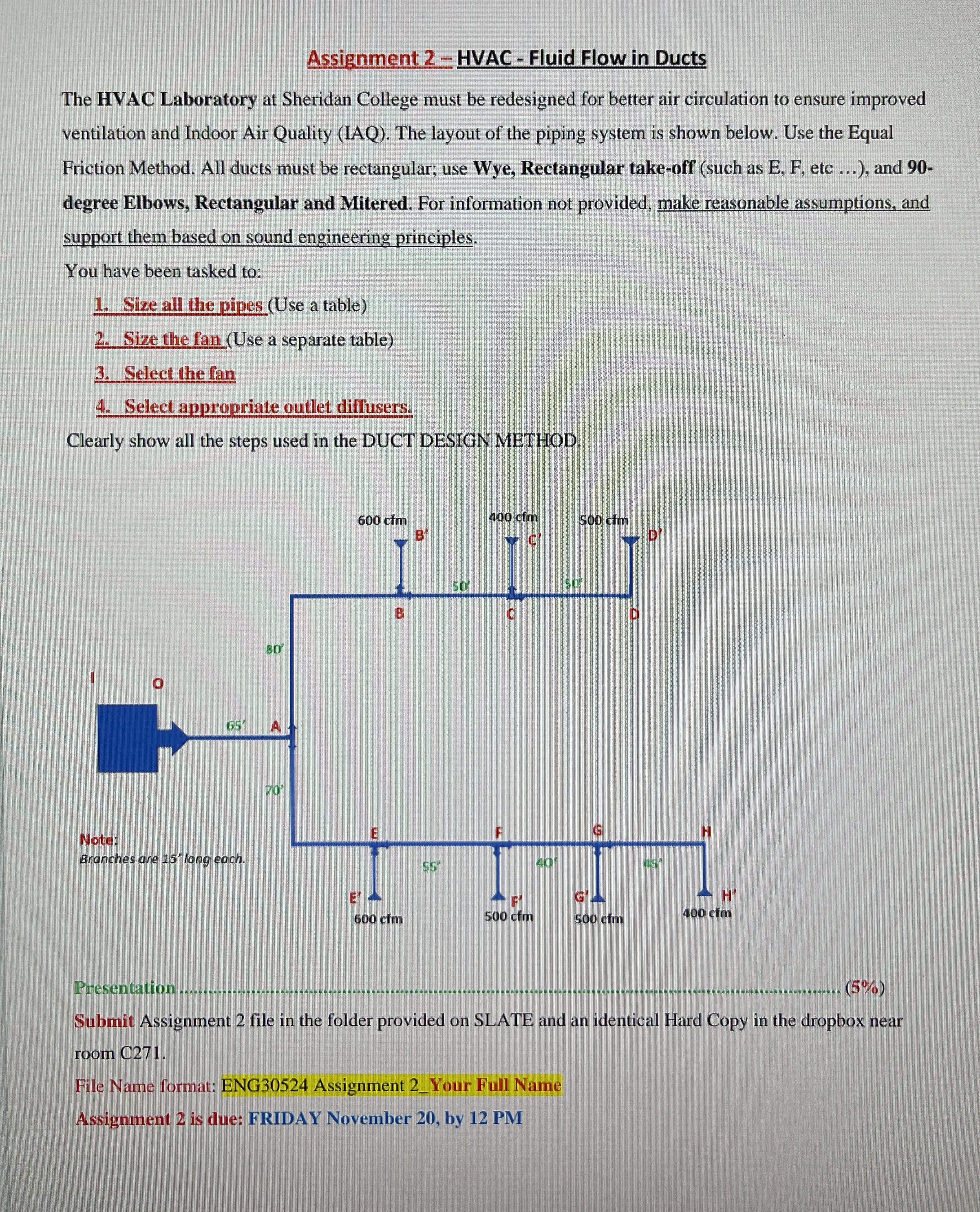 Assignment 2 - HVAC - Fluid Flow in Ducts The