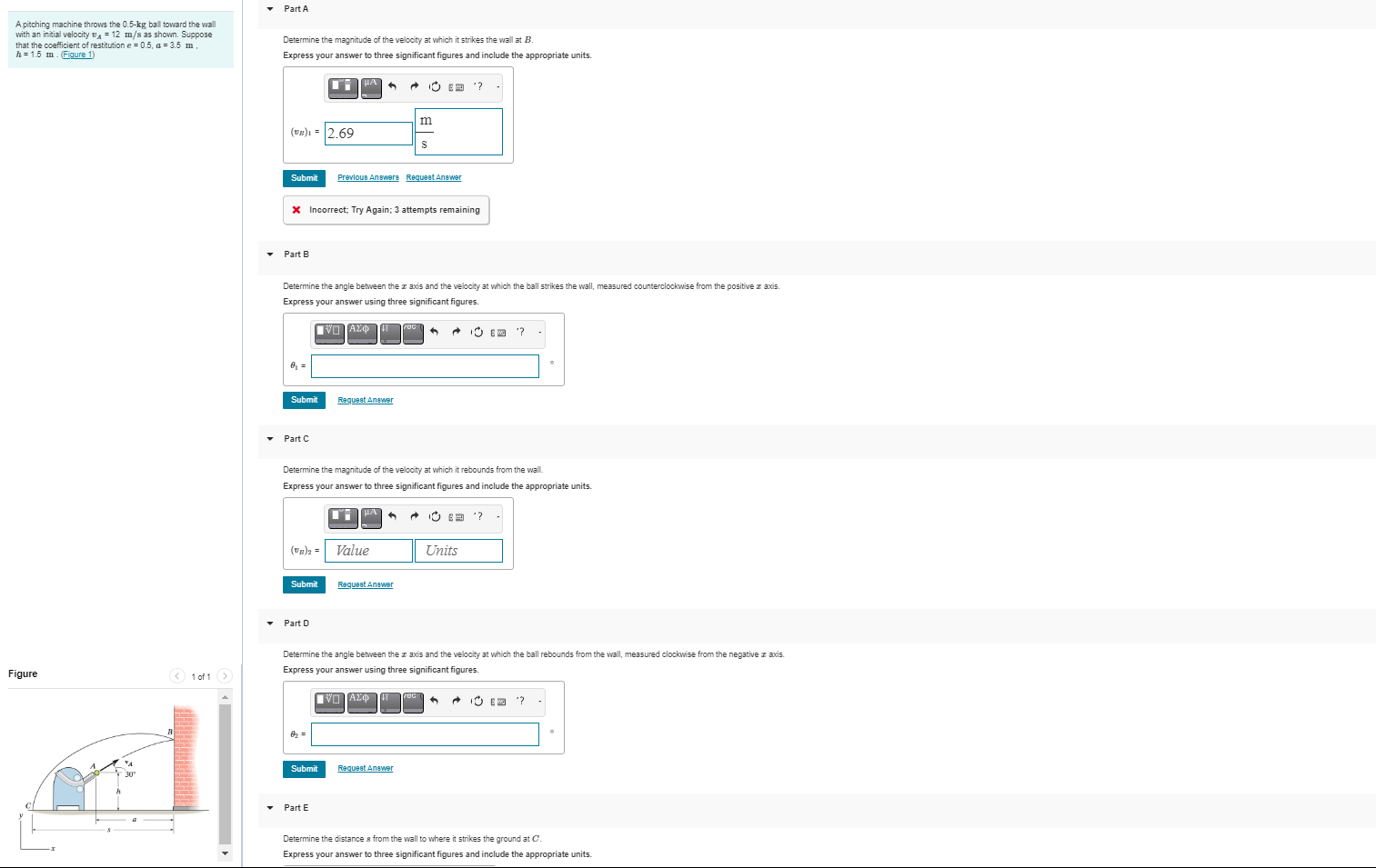 A pitching machine throws the \ ( 0 . 5 - \