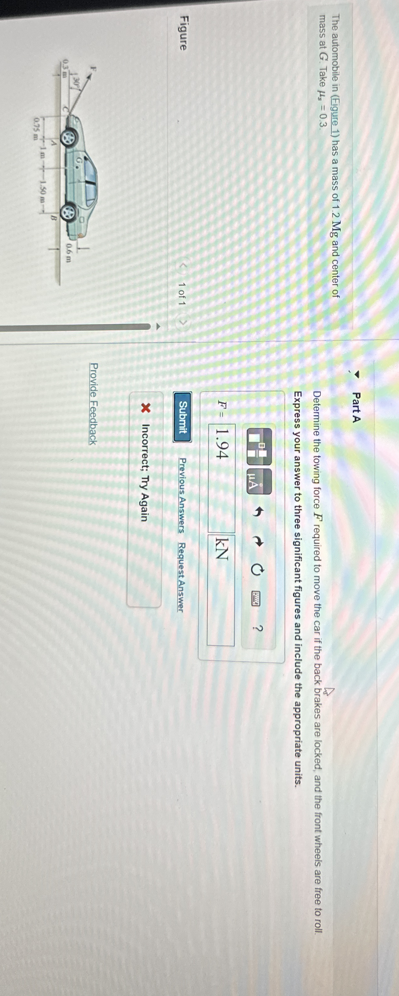 The automobile in ( Figure 1 ) has a mass of 1 .