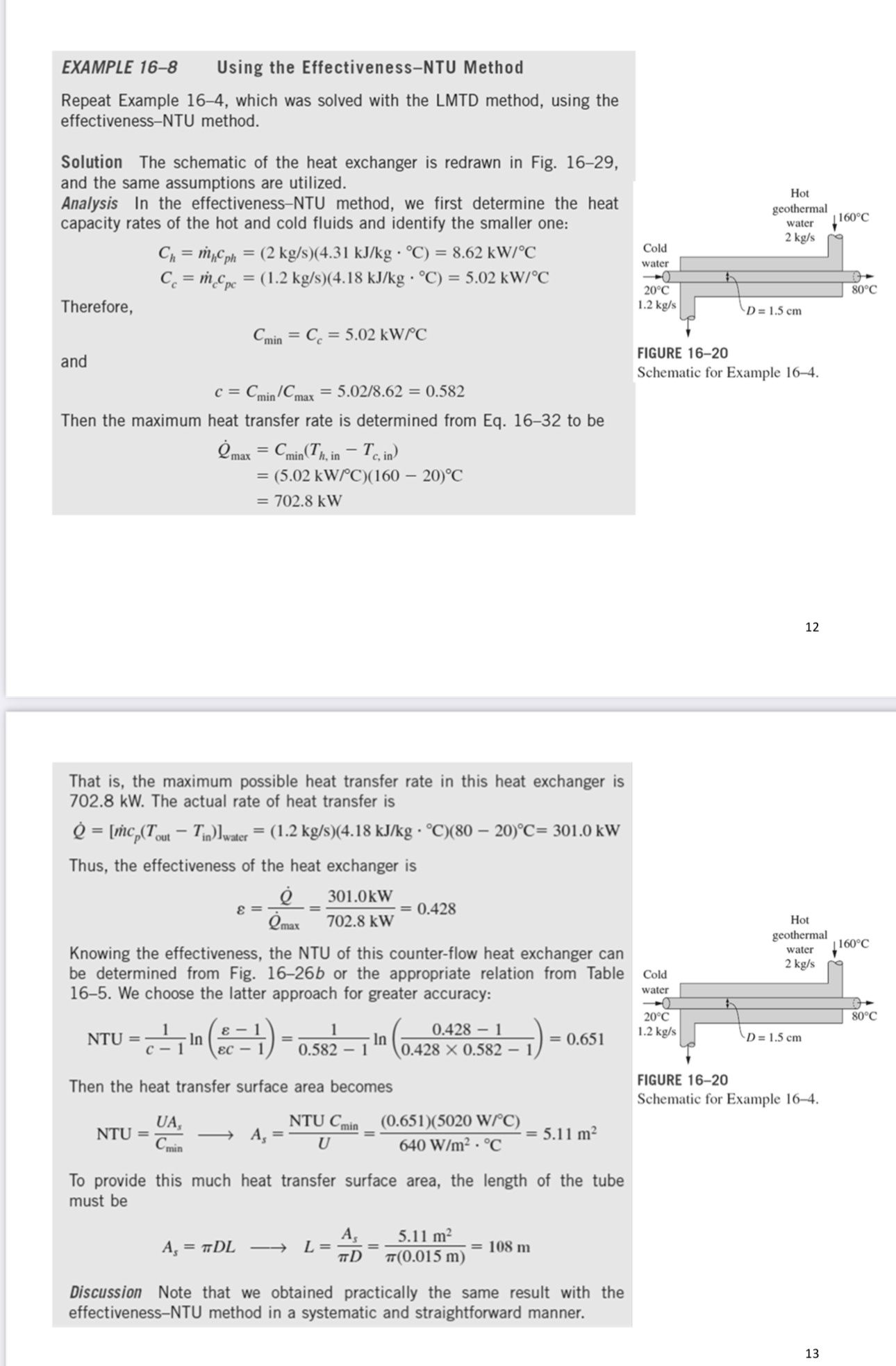 EXAMPLE 1 6 - 8 Using the Effectiveness - NTU