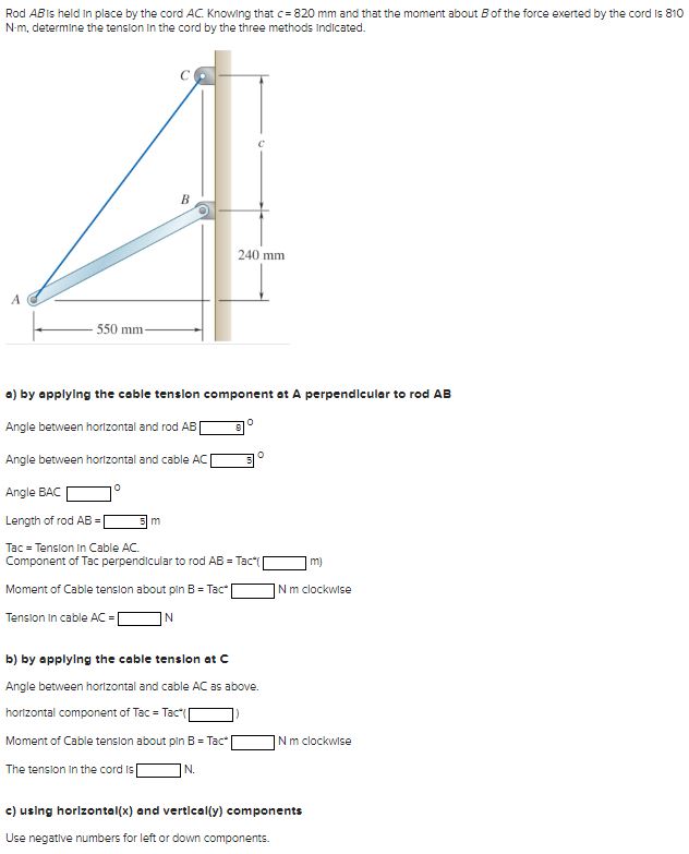 Rod \ ( A B \ ) is held in place by the cord \ (
