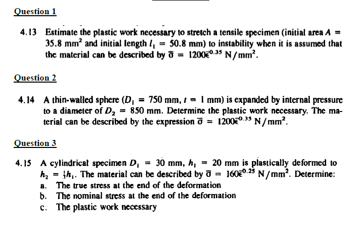 Question 1 4 . 1 3 Estimate the plastic work