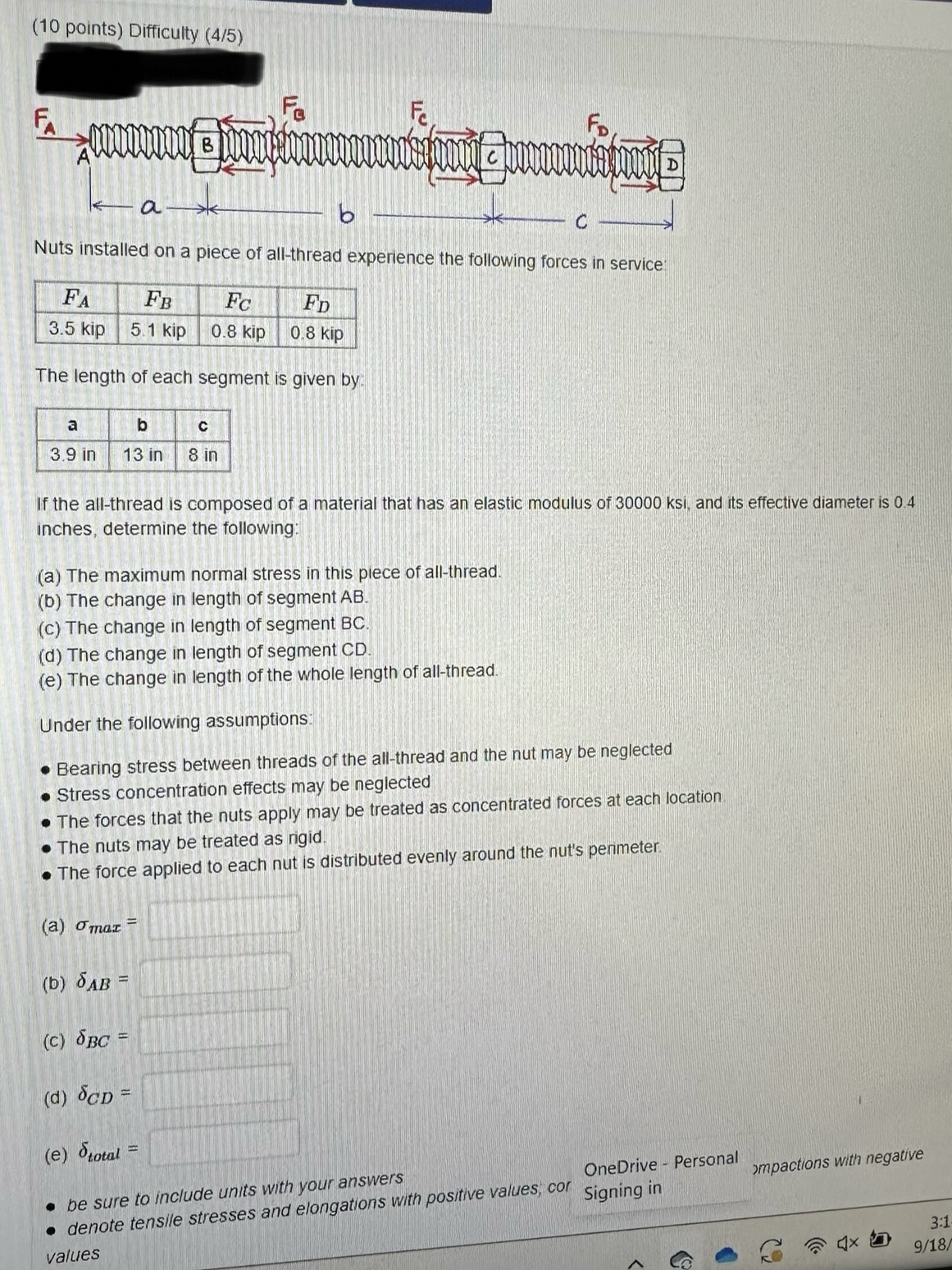 Nuts installed on a piece of all - thread