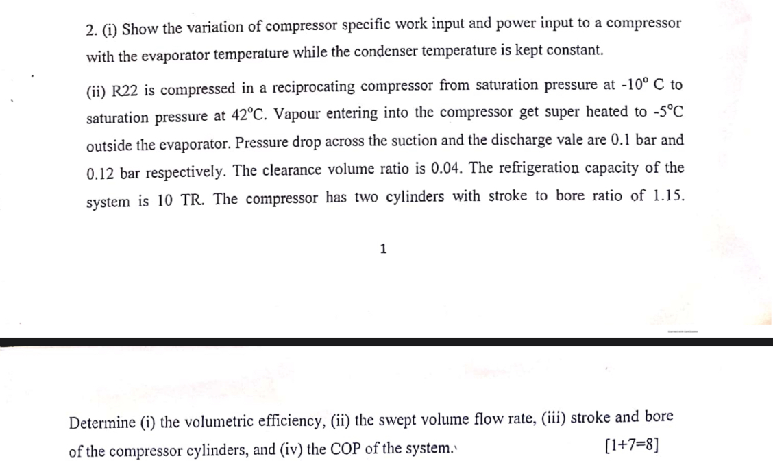 ( i ) Show the variation of compressor specific