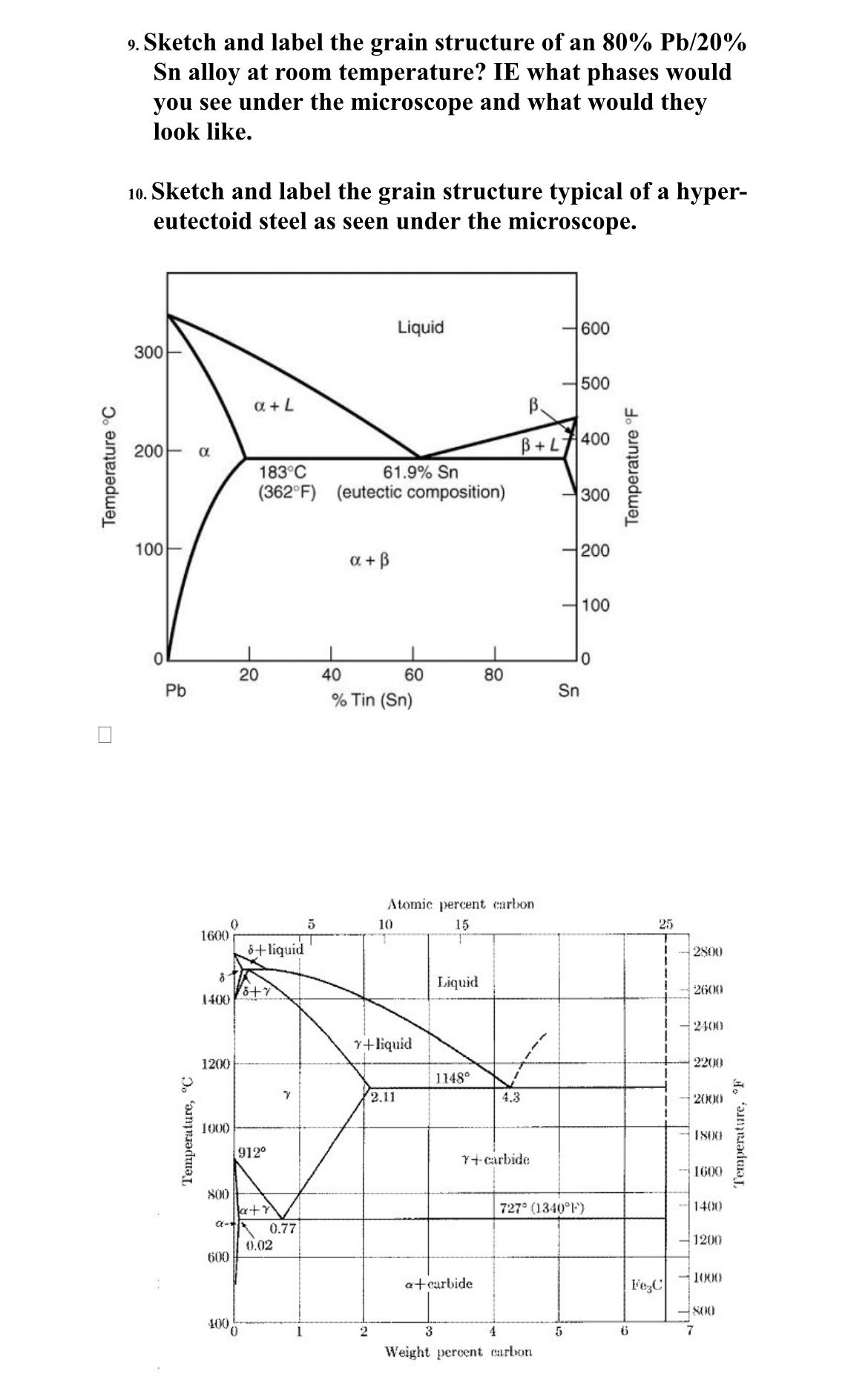 9 . Sketch and label the grain structure of an \