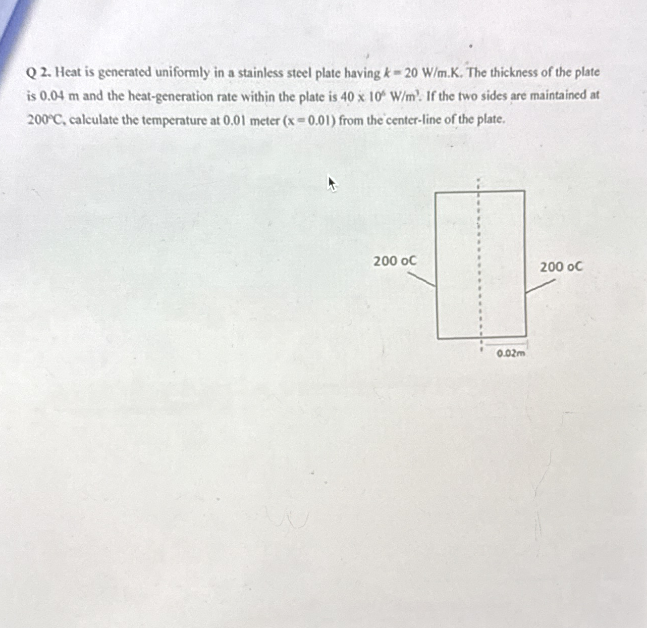 Q 2 . Heat is generated uniformly in a stainless