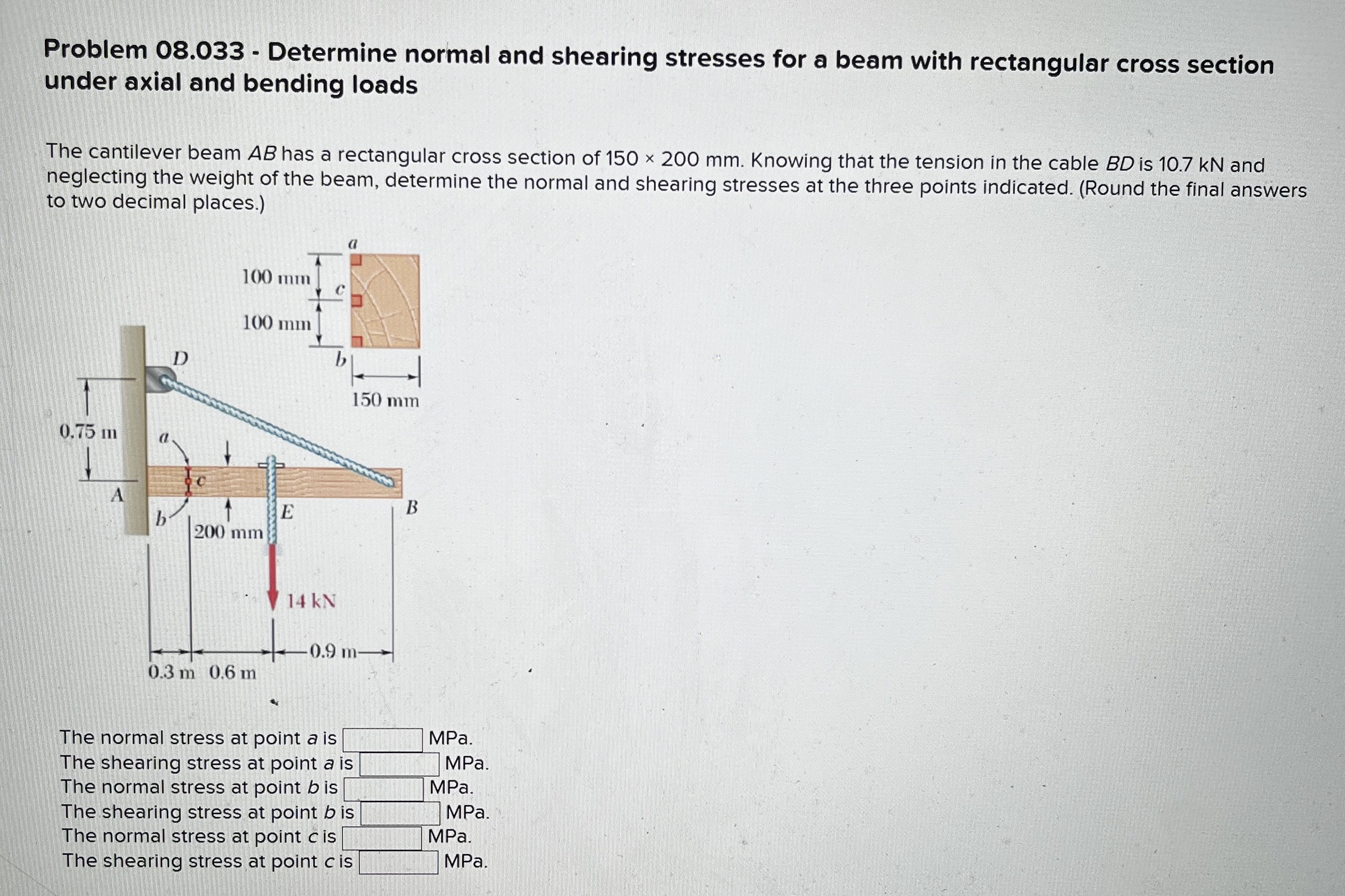 Problem 0 8 . 0 3 3 - Determine normal and