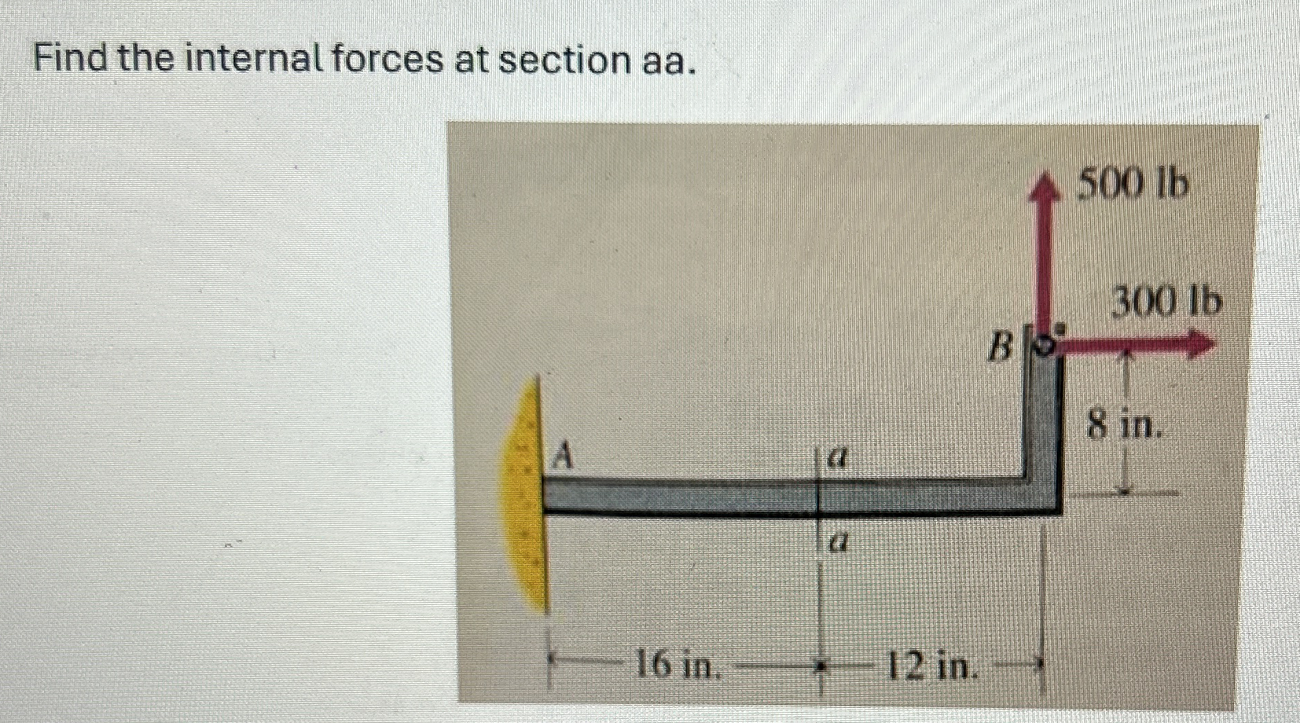 Find the internal forces at section aa .
