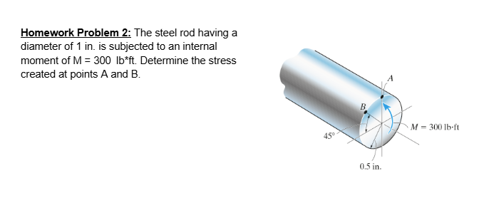 Homework Problem 2 : The steel rod having a