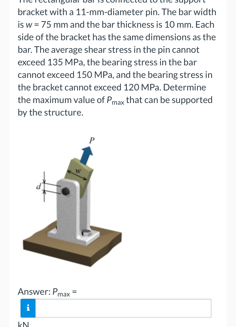 bracket with a 1 1 - mm - diameter pin. The bar