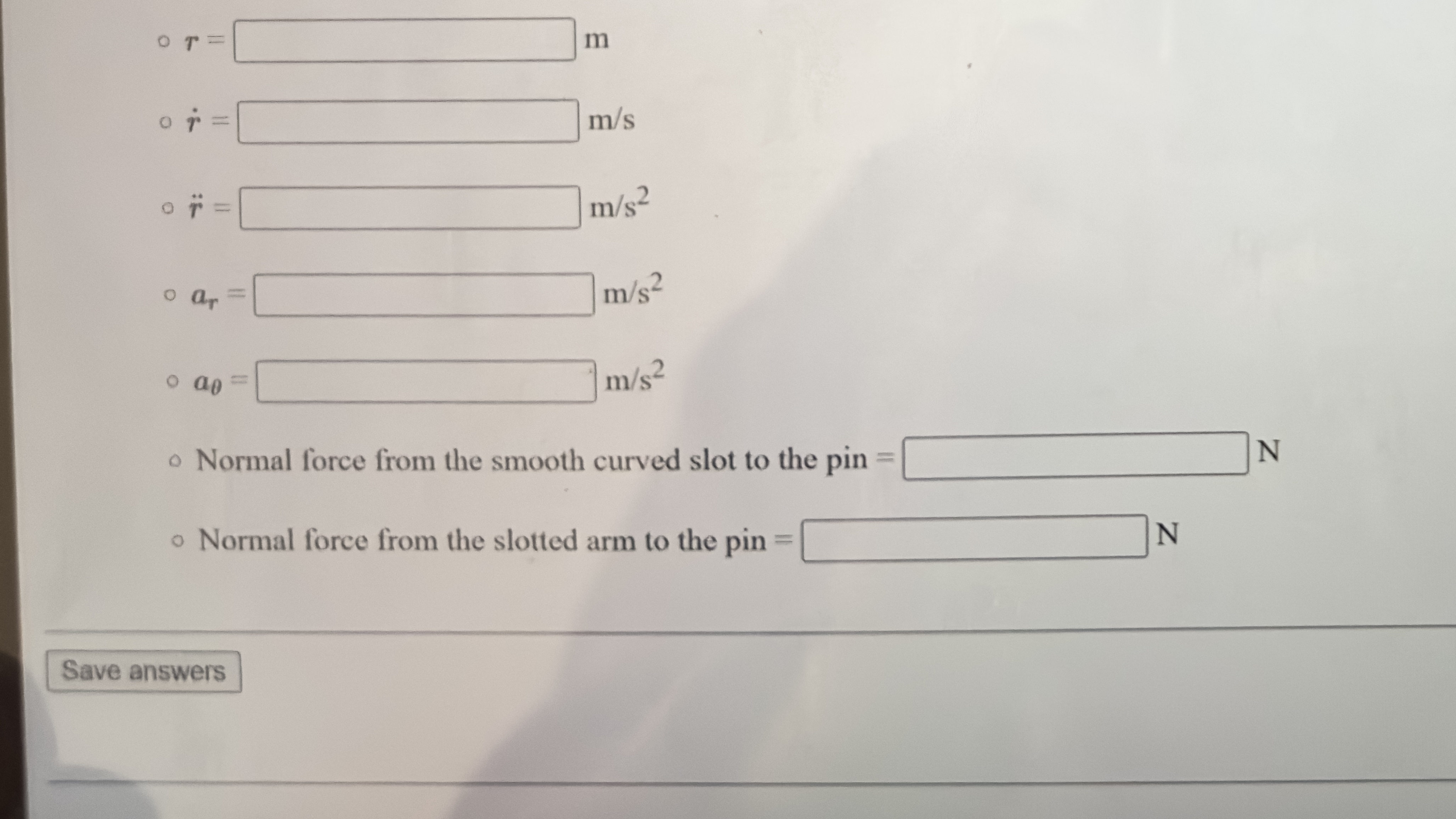 The 0 . 2 5 - k g pin P is constrained to move in