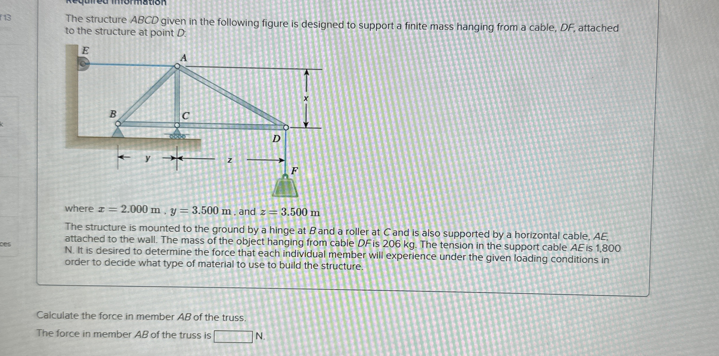 The structure ABCD given in the following figure