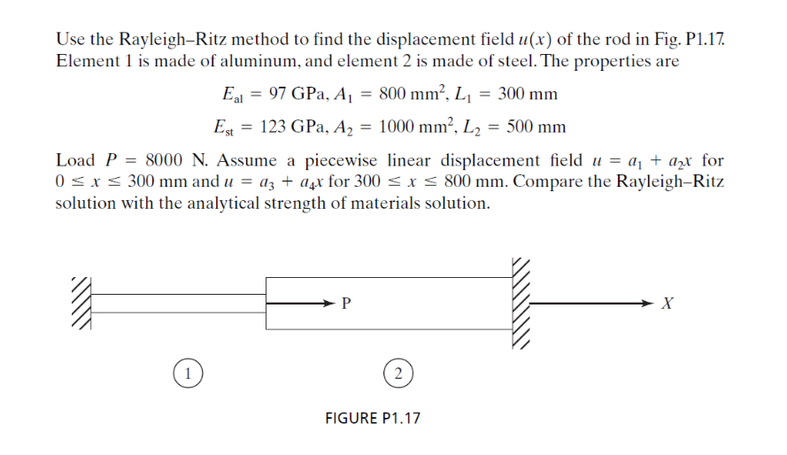 Use the Rayleigh - Ritz method to find the