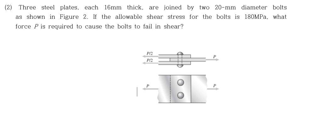 ( 2 ) Three steel plates, each 1 6 mm thick, are