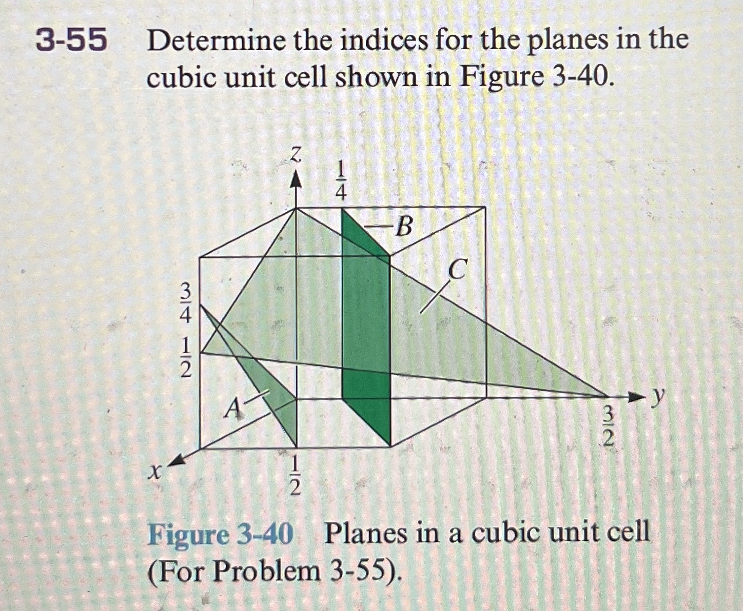 3 - 5 5 Determine the indices for the planes in