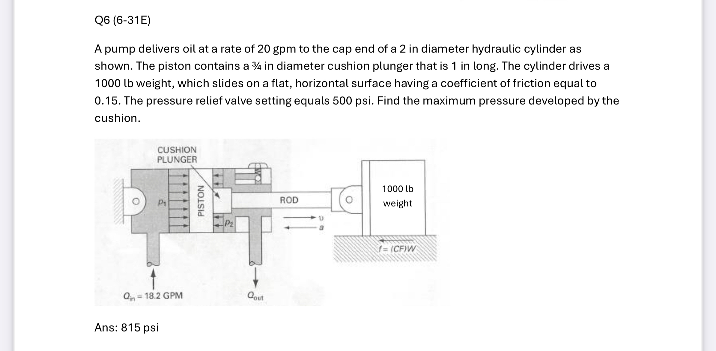 Q 6 ( 6 - 3 1 E ) A pump delivers oil at a rate