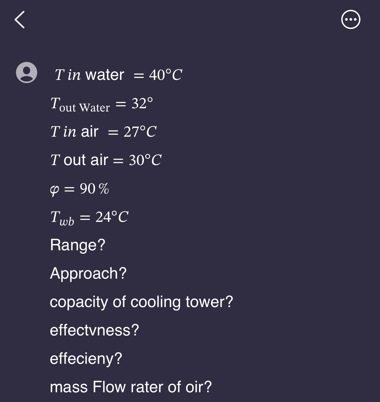 @ T in water = 4 0 C T o u t W a t e r = 3 2 Tin