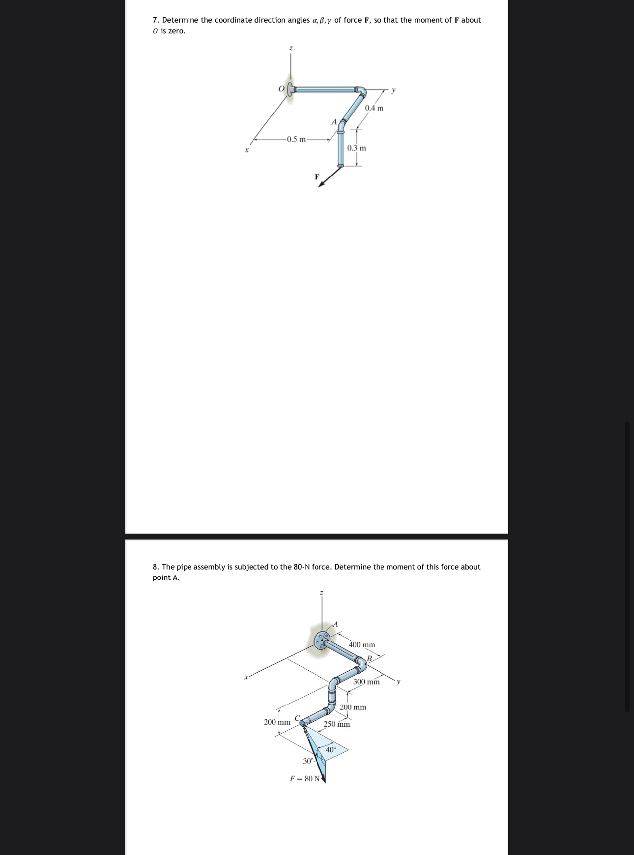 Determine the coordinate direction angles , , of