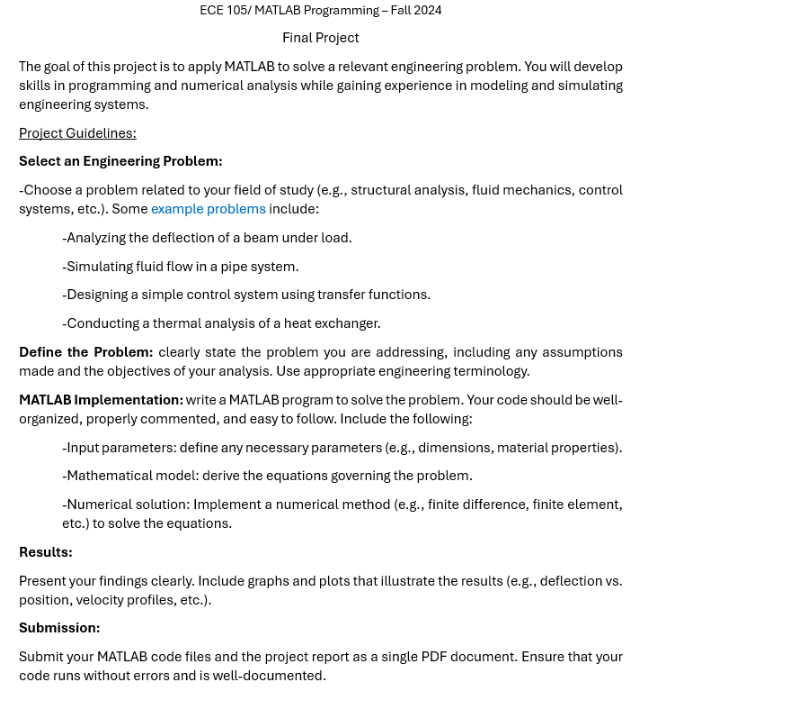 ECE 1 0 5 / MATLAB Programming - Fall 2 0 2 4