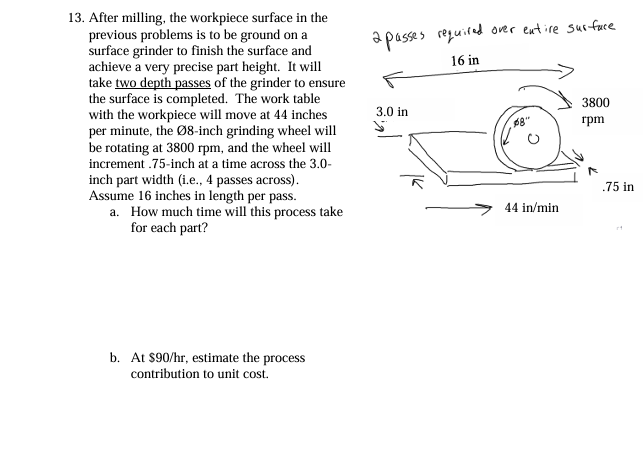 1 3 . After milling, the workpiece surface in the