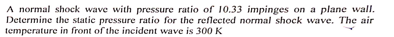 A normal shock wave with pressure ratio of 1 0 .