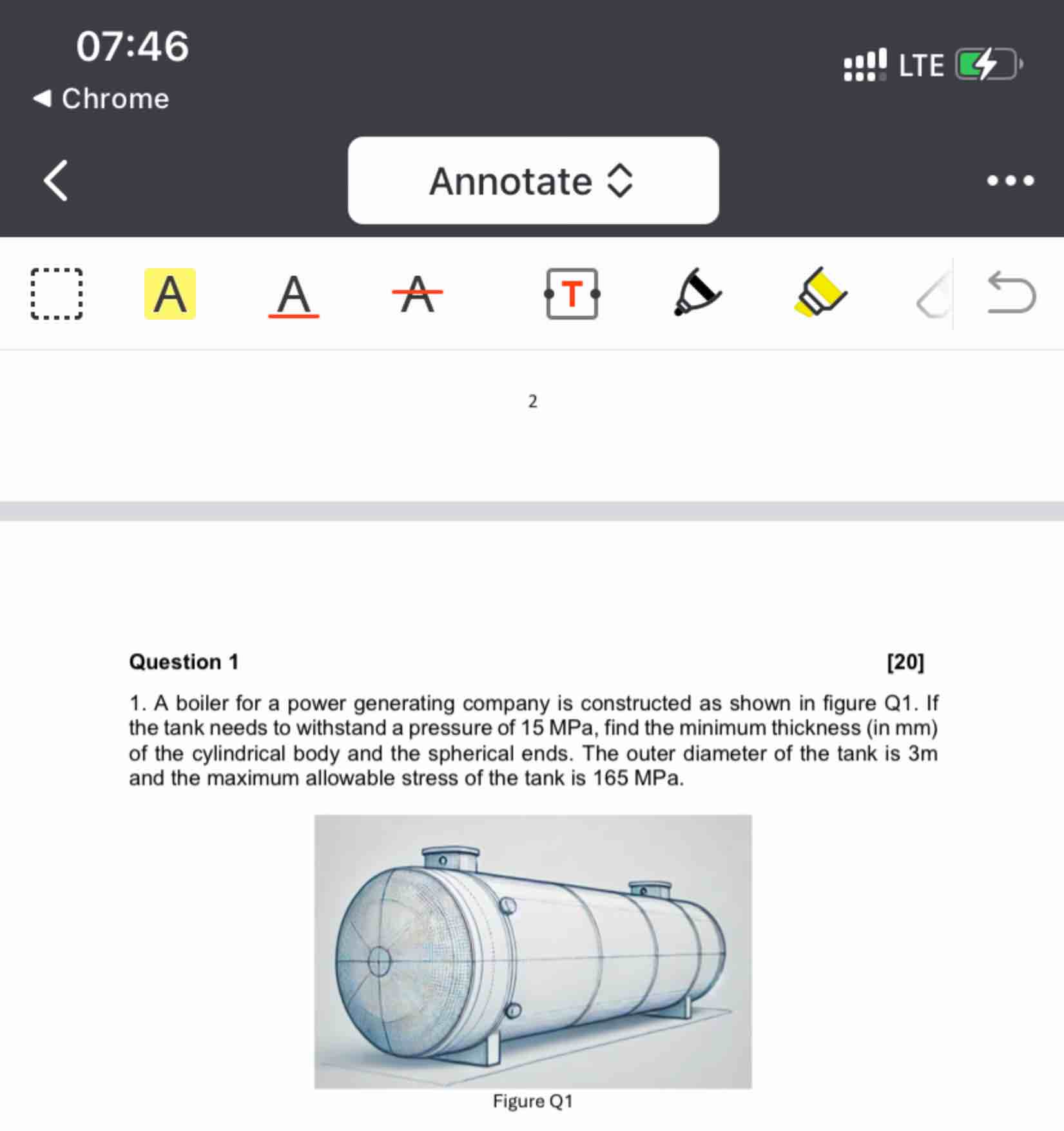 Question 1 1 . A boiler for a power generating