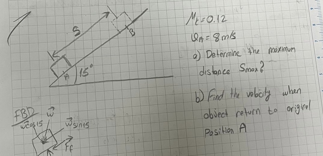 k = 0 . 1 2 Q A = 8 m s a ) Determine the moximum