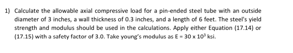 Calculate the allowable axial compressive load