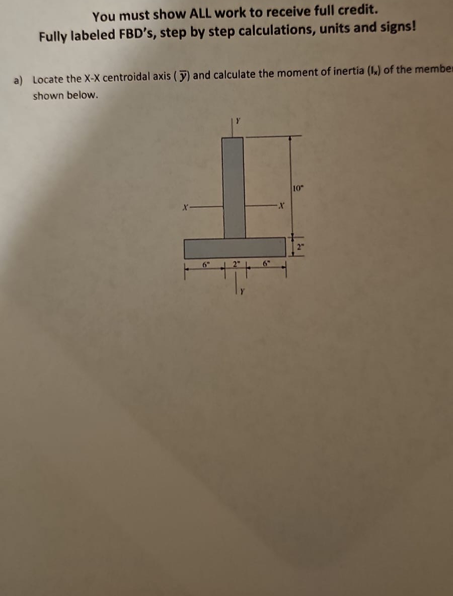 You must show ALL work to receive full credit.