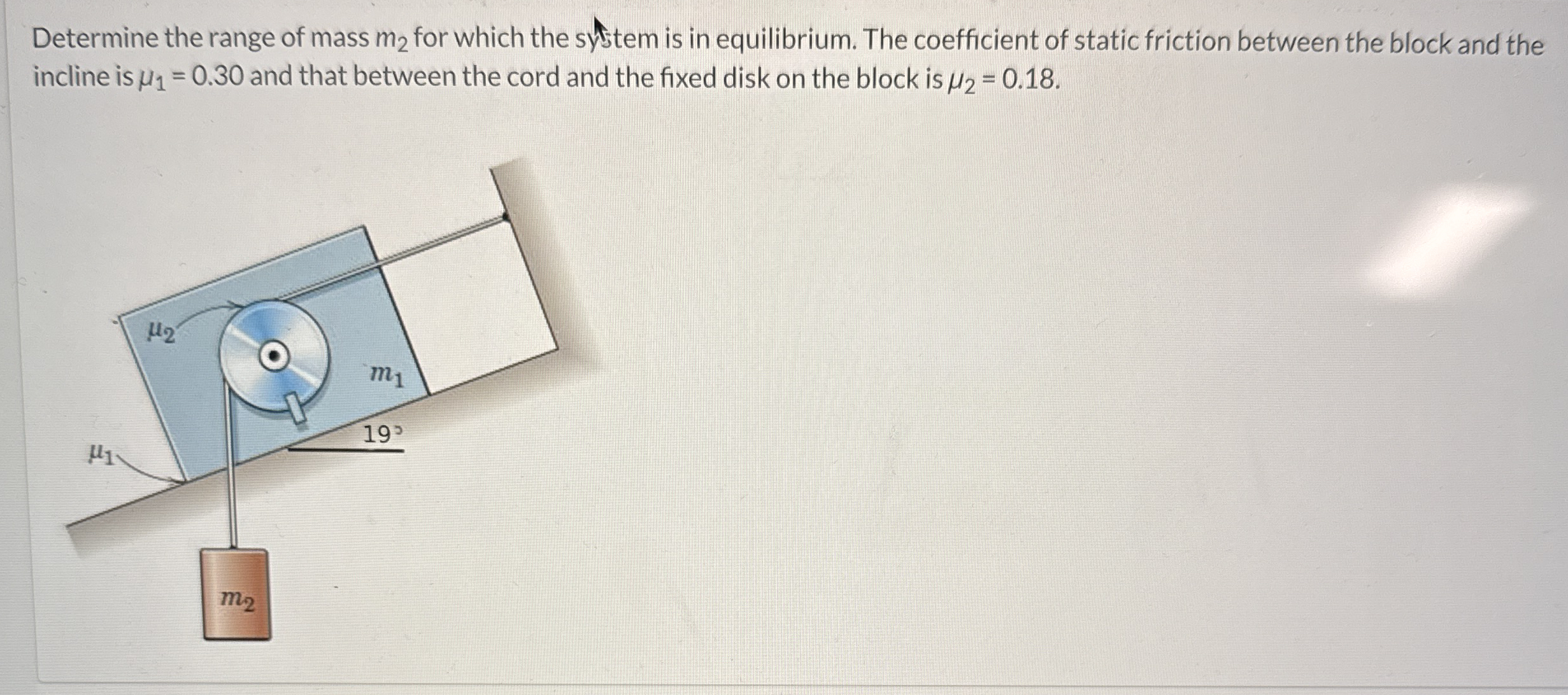 Determine the range of mass m 2 for which the