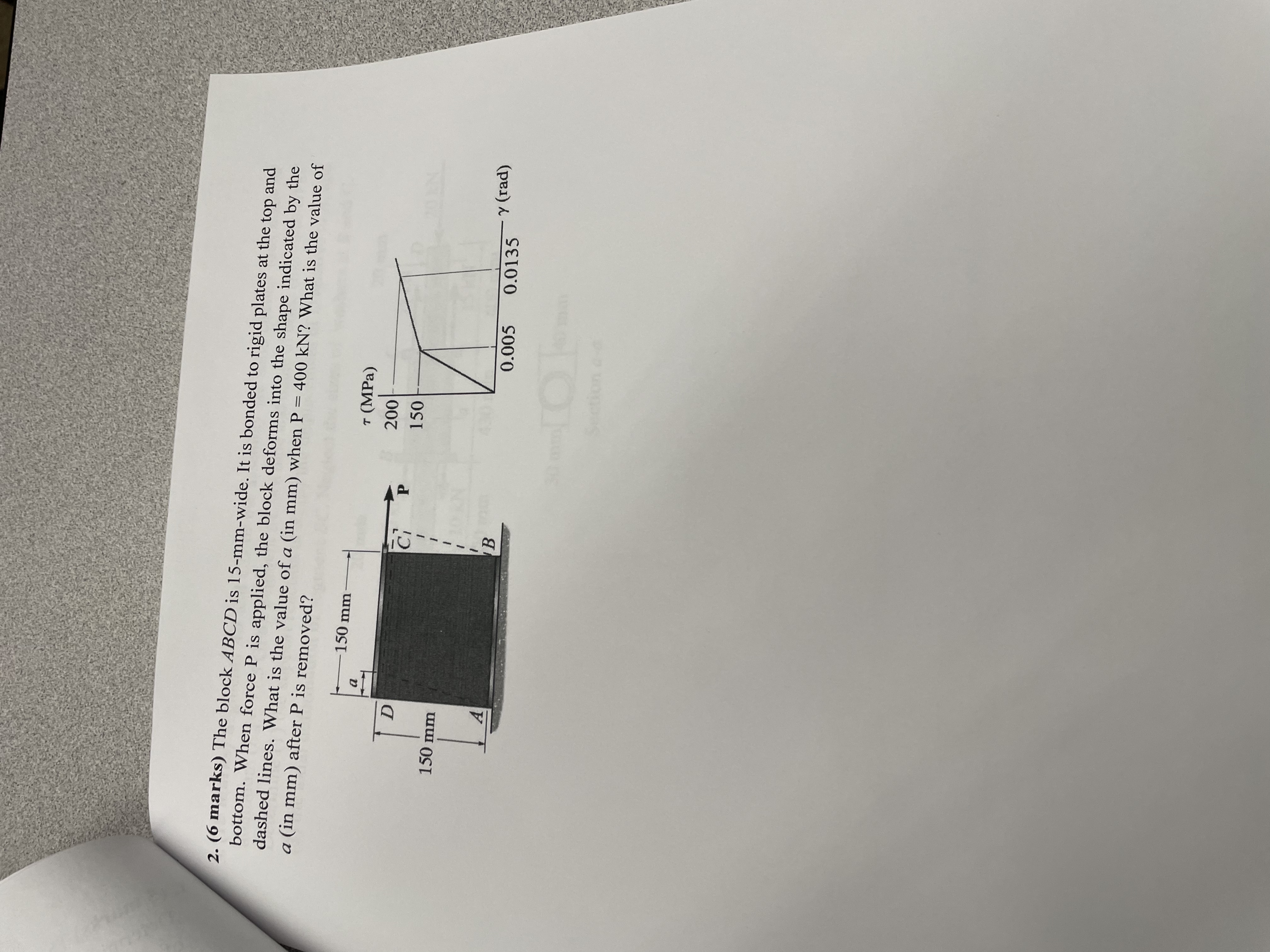 ( 6 marks ) The block ABCD is 1 5 - m m - wide.