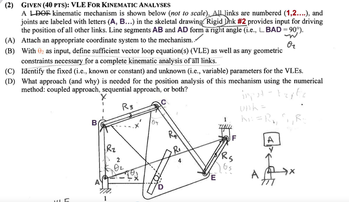 ( 2 ) GIVEN ( 4 0 PTS ) : VLE FOR KINEMATIC