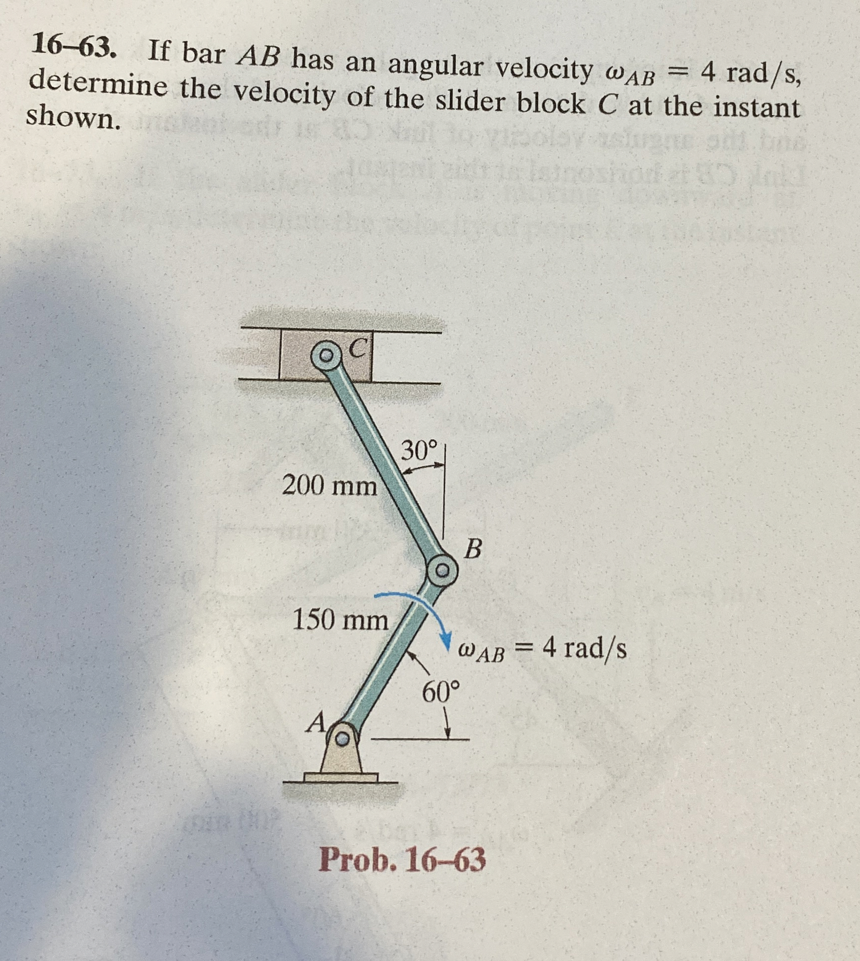 1 6 - 6 3 . If bar A B has an angular velocity A
