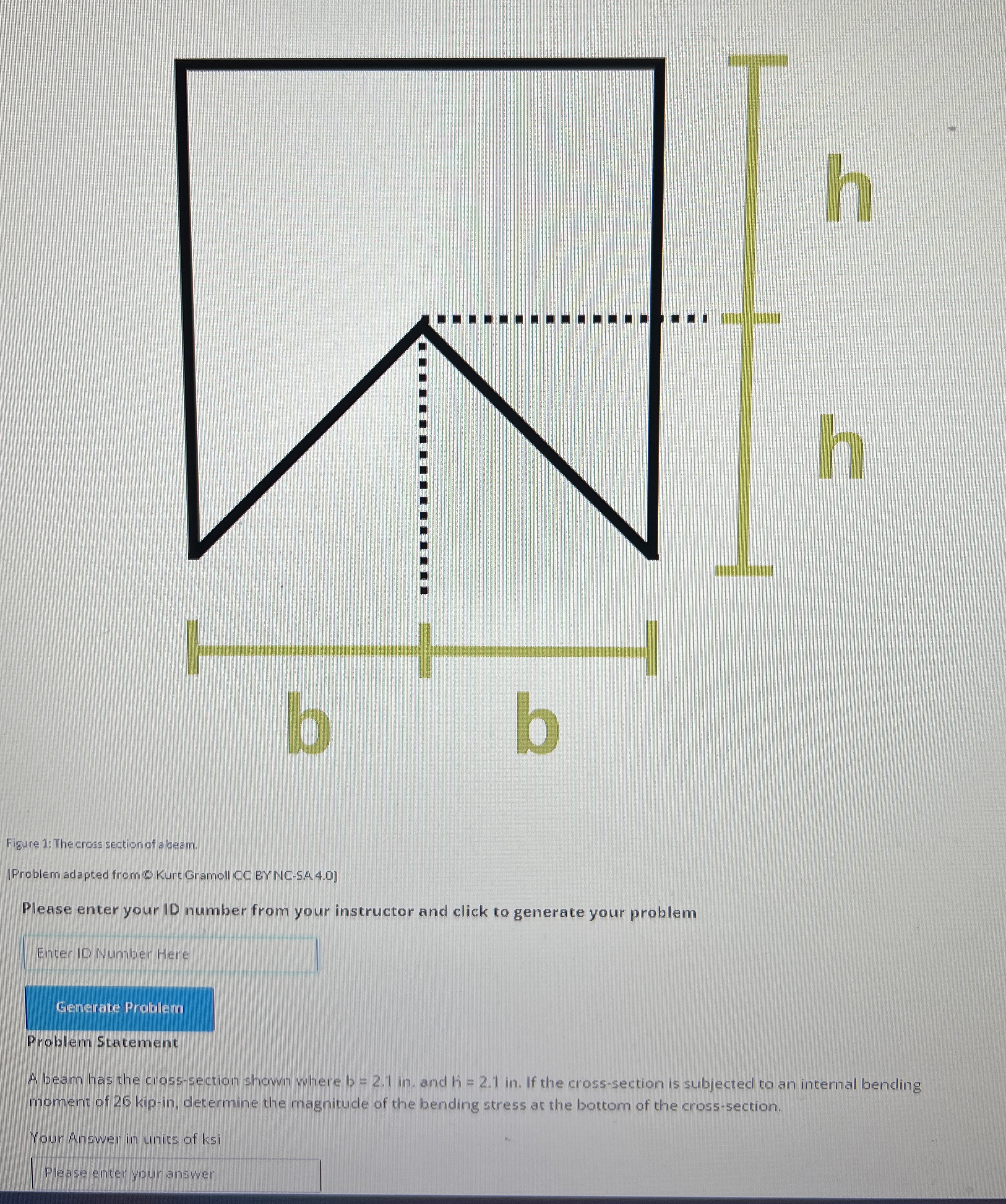 Figure 1 : The cross section of a beam. [ Problem