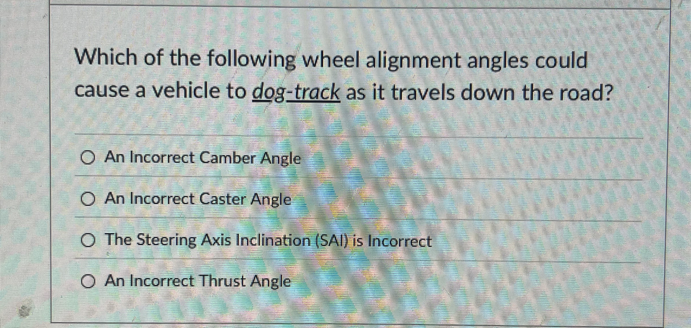 Which of the following wheel alignment angles