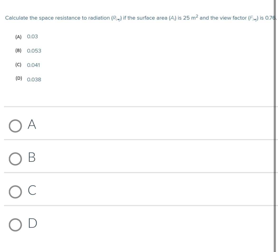 Calculate the space resistance to radiation ) ( j