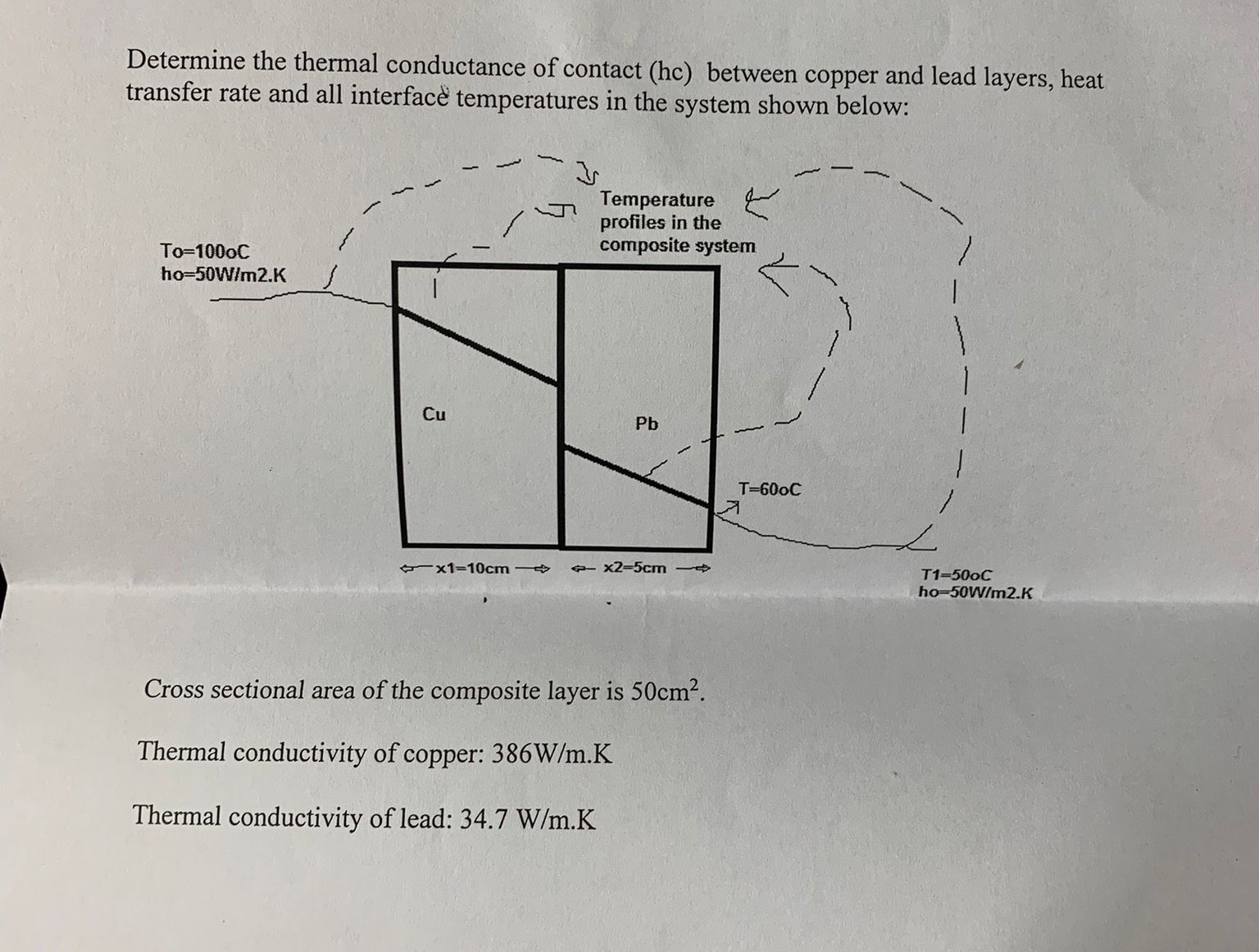 Determine the thermal conductance of contact ( hc