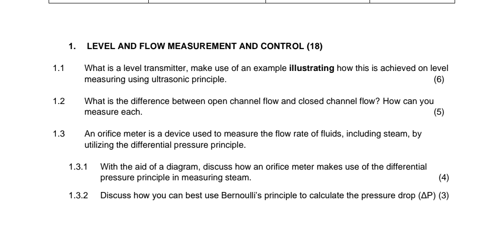 LEVEL AND FLOW MEASUREMENT AND CONTROL ( 1 8 ) 1