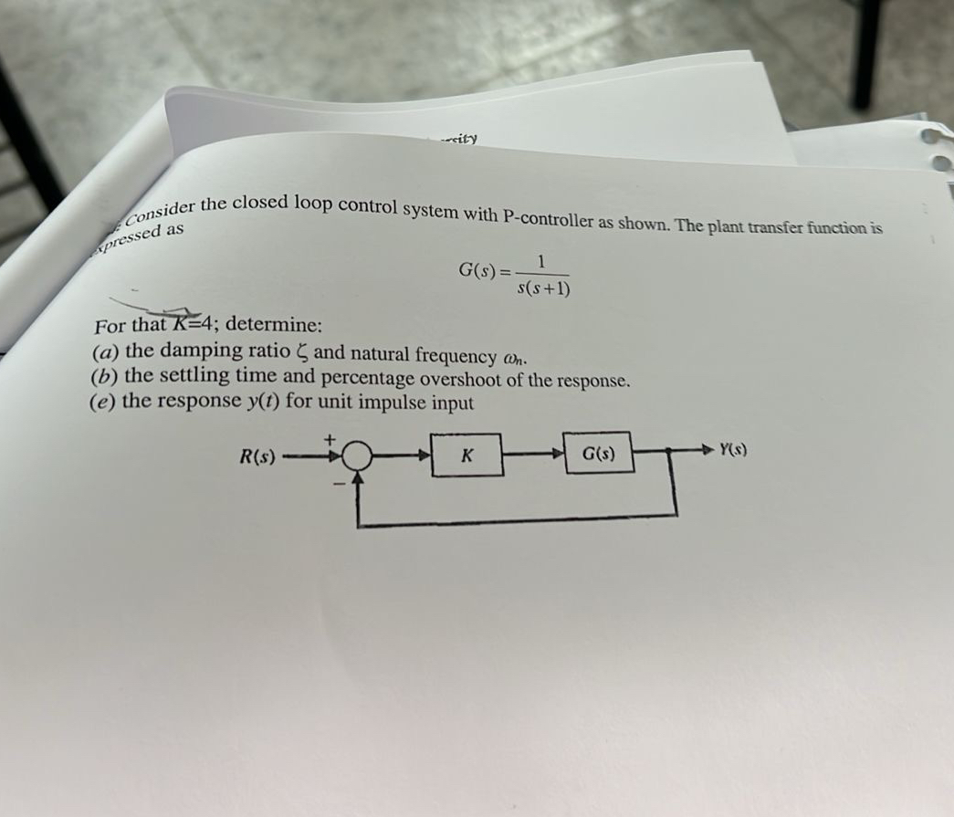 consider the closed loop control system with P -