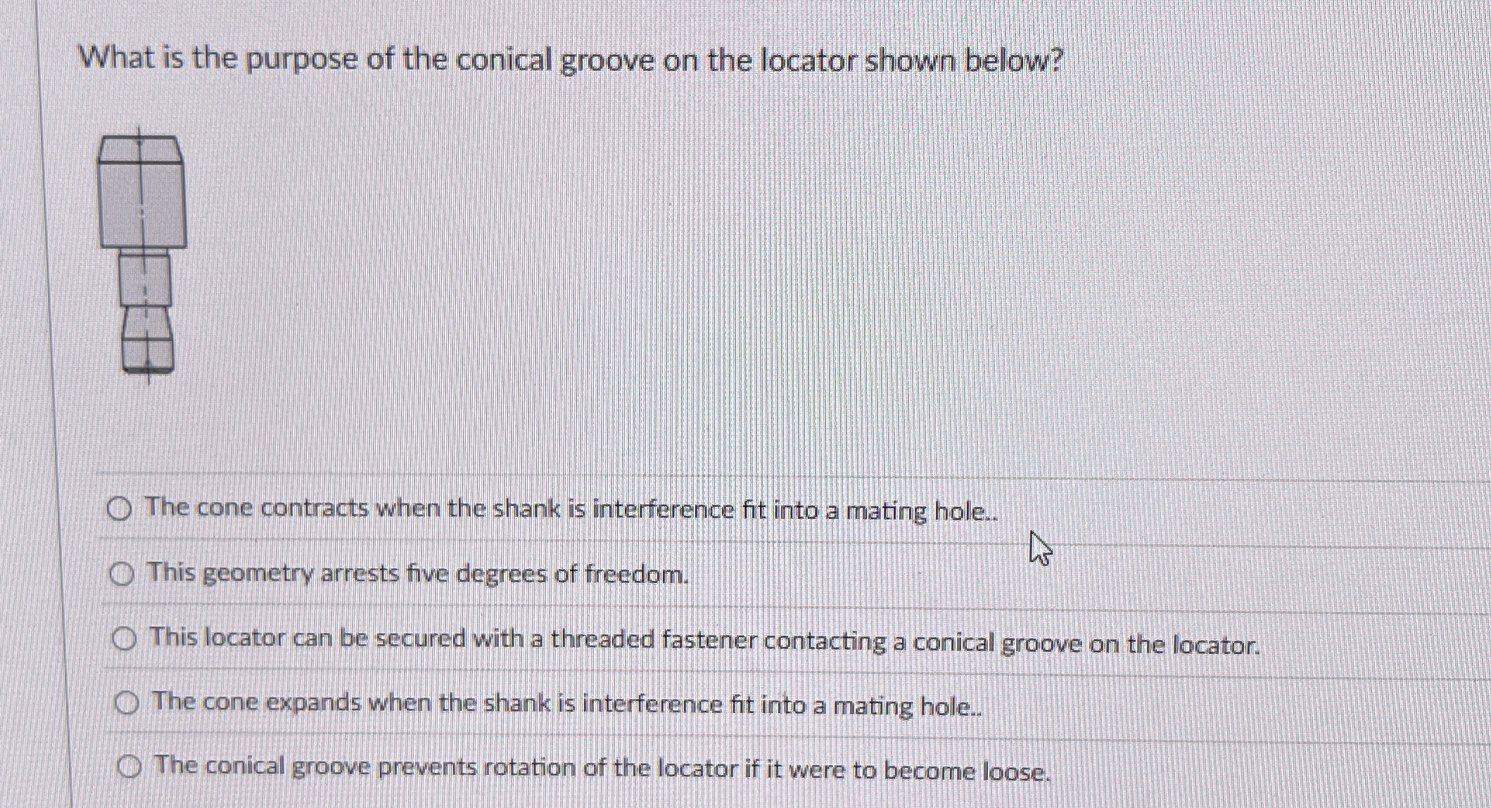What is the purpose of the conical groove on the
