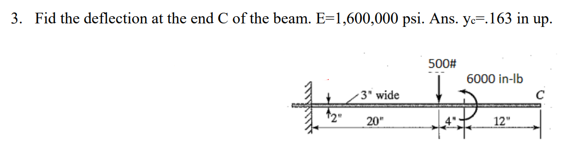 Fid the deflection at the end C of the beam. E =