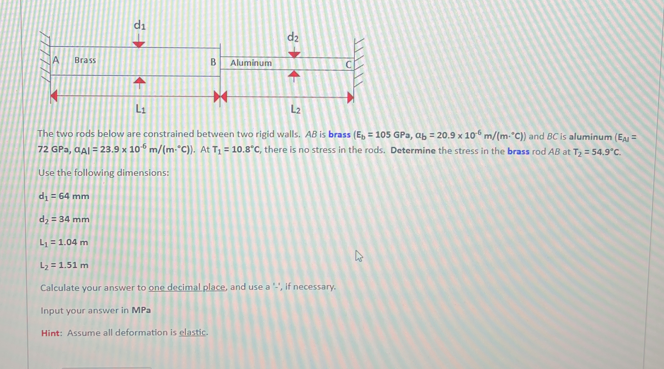 The two rods below are constrained between two