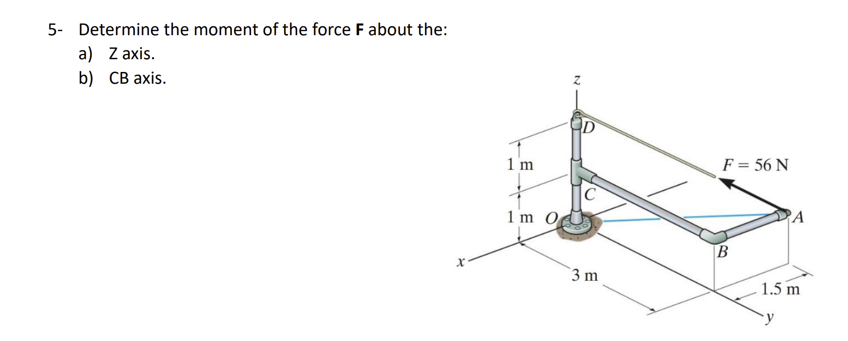 5 - Determine the moment of the force \ ( \