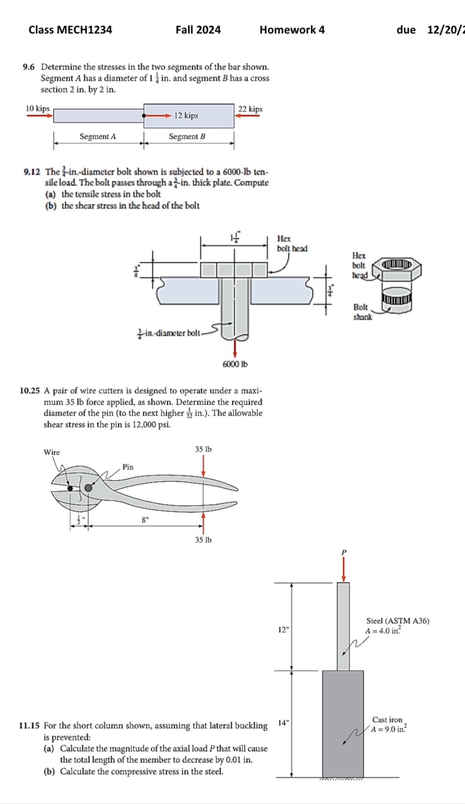 Class MECH 1 2 3 4 Fall 2 0 2 4 Homework 4 due 1